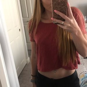 Red crop top with open back